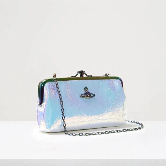 NWT Vivienne Westwood Archive Orb Double Frame Iridescent Pink Crossbody Purse - Picture 7 of 14
